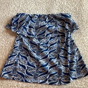 Lilly Pulitzer blue print strapless top